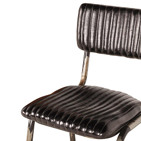 Барный стул Romina из черной кожи с черными ножками