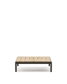 Журнальный столик Sorells из зеленого алюминия и тикового дерева 89 x 91 см