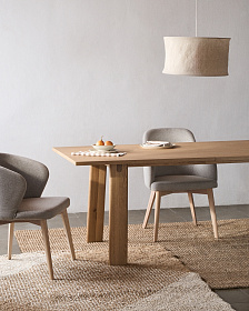 Стул Nelida из коричневой синели с ножками в натуральной отделке