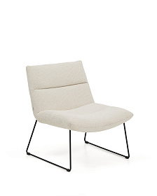 Кресло Asen из бежевого шенилла с черными стальными ножками