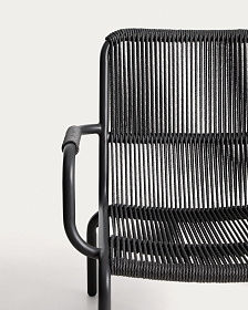 Уличное кресло Salis из графитового алюминия и темно-серой веревки