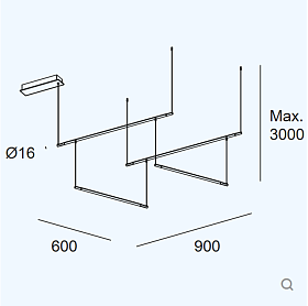 Подвес Tubs Modular Pendant Track with 2 Lineal 600mm 00-A096-05-M1