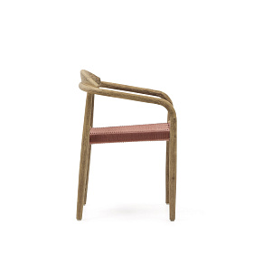 Стул Glynis из массива эвкалипта с розовой веревкой