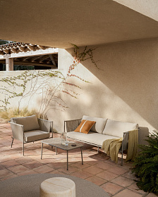 Уличное кресло Zivia из веревки цвета экрю и стали таупе 178 см