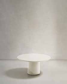 Журнальный столик Albanella из цемента с глянцевой белой отделкой Ø85 см