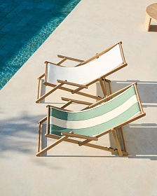 Vilara Складной шезлонг для улицы в полоску зеленого и бежевого цвета
