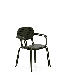 Стул для улицы Brai с подлокотниками из оцинкованной стали зелёного цвета