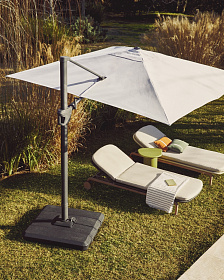 Бежевый консольный зонт Noli с графитовой алюминиевой конструкцией, 300 x 300 см