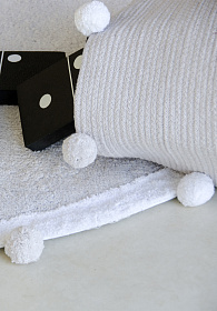 Корзина с помпонами серая 30*30*30