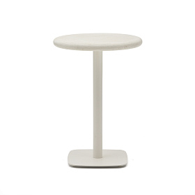 Уличный стол Dina круглый белый из цемента и стали со столешницей Ø70 см