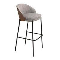 Барный стул 4127/BS-S197 из серой ткани и спинкой из ореха