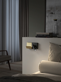 Бра для чтения E-lamp Mini черно-золотое 05-8329-05-DN