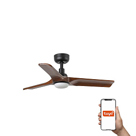 Потолочный вентилятор HEYWOOD S Ш900 черный/орех 3P LED 10W TUYA