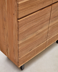 Буфет Uxue из массива акации с беленой отделкой и черной сталью 100 x 155