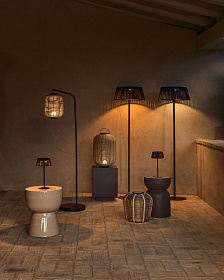 Уличный светильник Garoina солнечных батареях из искусственного ротанга зеленого цвета, 35 см