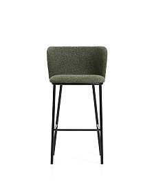 Барный стул Ciselia из темно-зеленого шенилла с ножками из черной стали