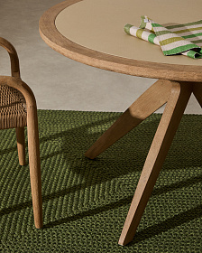 Julieta Уличный стол из полицемента и массива акации Ø 120 см