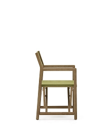 Складной стул Vilara для улицы из акации и текстиля зеленого цвета