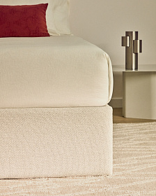 Основание кровати Nelzi из шенилла цвета экрю для матраса 150 x 200 см