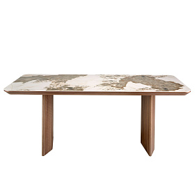 Обеденный стол 1129/437-T из мраморной керамики и ореха