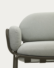 Уличный диван Joncols из серой ткани и зеленым алюминиевым каркасом 225 см