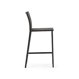 Садовый полубарный стул Culip из веревки и серого алюминия, 65 см