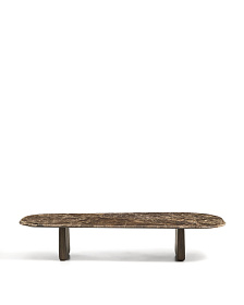 Журнальный столик Pirita из коричневого мрамора с ножками из дуба с темной отделкой, 147 x 65 см