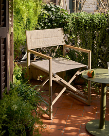 Складной уличный стул Tisno из алюминия и текстиля цвета таупе