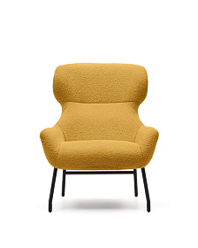 Belina Кресло из горчичной ткани букле и стали с черной отделкой