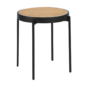 Приставной столик 2109/TT-S186 из ротанга и черной стали