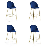 4 барных стула Mystere (комплект) синий бархат