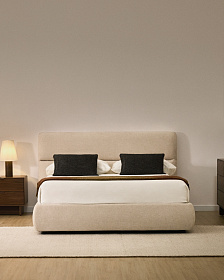 Кровать Dafra бежевого цвета из шенилла с ящиком для хранения 160 х 200 см