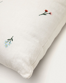 Sadurni Чехол на подушку из белого льна с цветочной вышивкой, 45 x 45 см