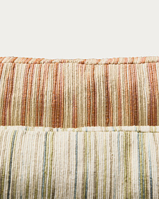 Чехол для подушки Zilora из жаккарда в зеленую и бежевую полоску