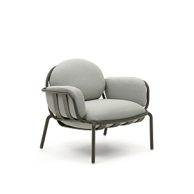 Садовое кресло Joncols серое с зеленой алюминиевой отделкой