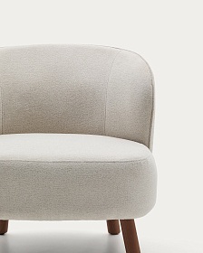 Кресло Ulit из бежевой синели с ножками из ясеня с отделкой под орех