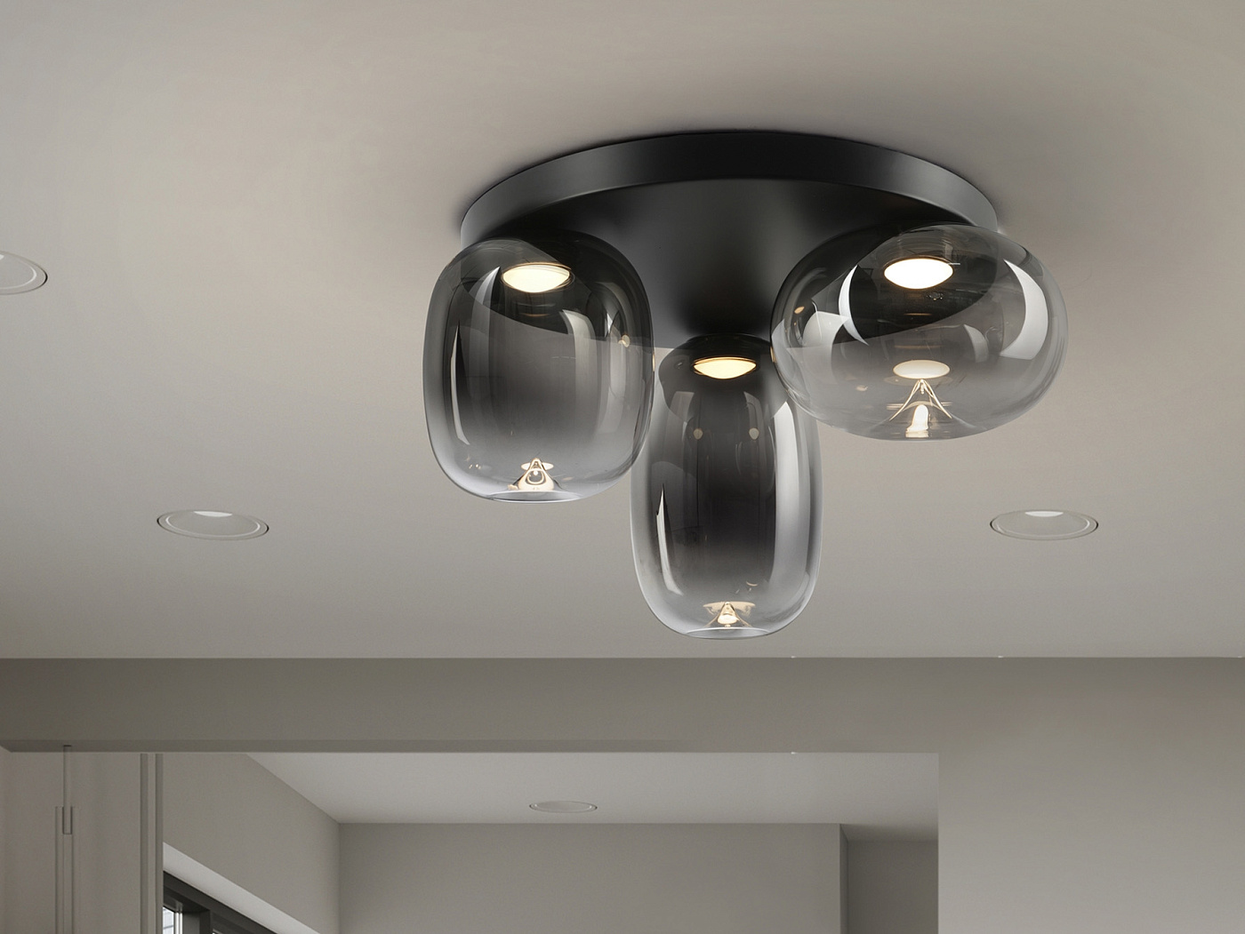 Onice Потолочный светильник 3L черно-дымчатый