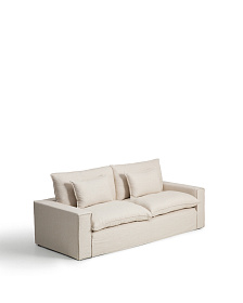 Трехместный диван Anarela из бежевого льна и вискозы со съемным чехлом, 260 см