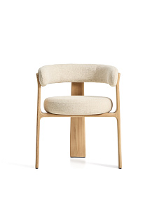 Уличный стул Granite бежевый с ножками из тикового дерева