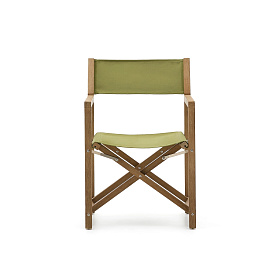 Складной стул Vilara для улицы из акации и текстиля зеленого цвета