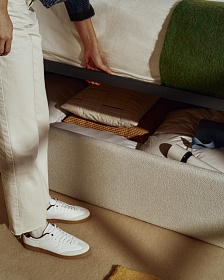 Основание кровати Nelzi из шенилла цвета экрю для матраса 160 x 200 см