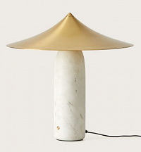 Настольная лампа Kine белый мрамор - латунный металлический абажур