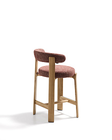 Полубарный стул Granite из терракотовой синели и ясеня с натуральной отделкой 65 см