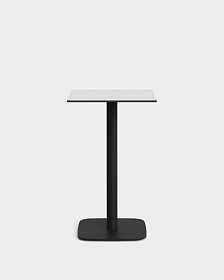 Высокий садовый столик Dina белый на черном металлическом основании 60 x 60 x 96 см