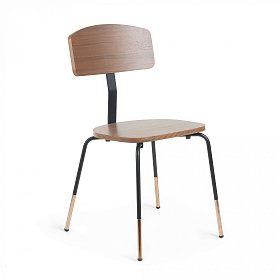 Стул Okay из черного металла и дерева ореха