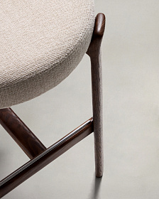 Барный стул Granite из бежевого шенилла и ясеня с отделкой орех 75 см