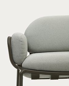 Уличный диван Joncols из серой ткани и зеленым алюминиевым каркасом 225 см