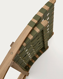 Складное кресло Chabeli из массива акации и шнура зеленого цвета