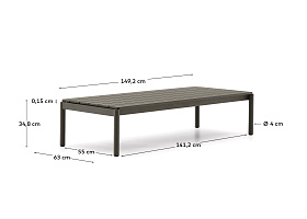 Журнальный столик Sorells из зеленого алюминия 63 x 149 см