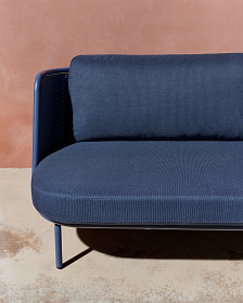 Уличный 3-местный диван Sedalis из алюминия и синей веревки 210 см